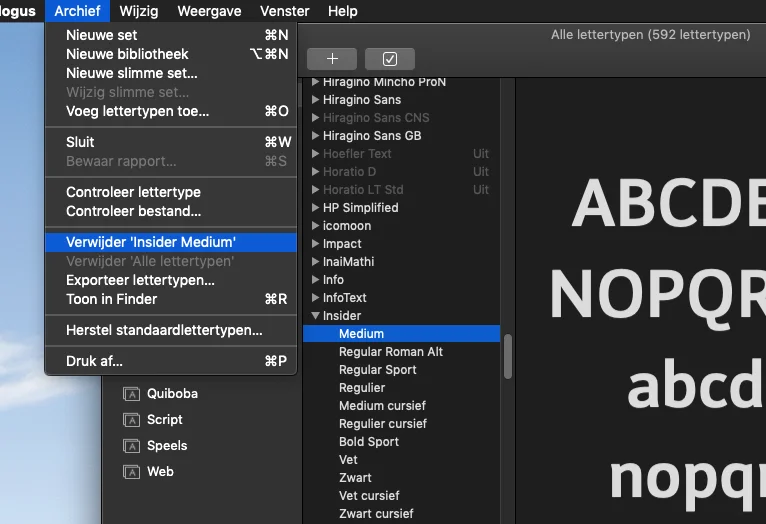 Lettertype verwijderen MacOS