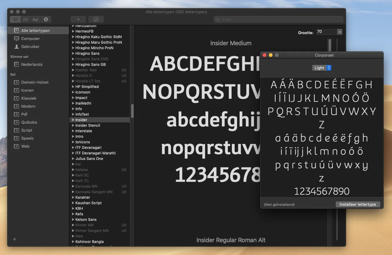 Lettertypecatalogus installatie MacOS - Rene Verkaart