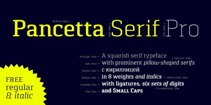 Gratis font Pancetta Serif Pro