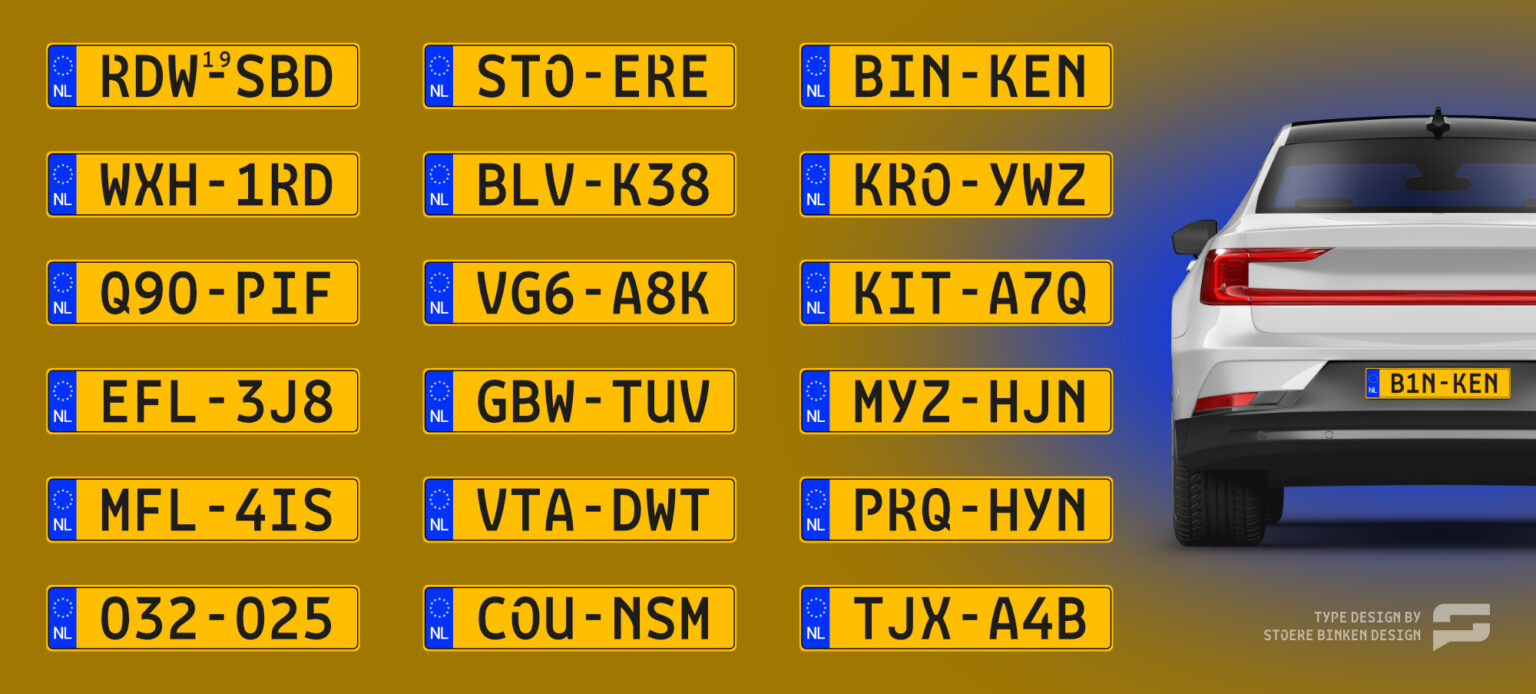 Set Nederlandse kentekenplaten in het nieuwe lettertype
