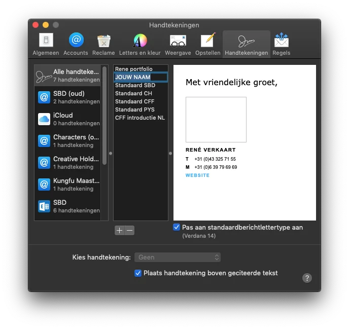 Stap 9 – Verander de naam van je nieuwe email handtekening - Stoere Binken Design