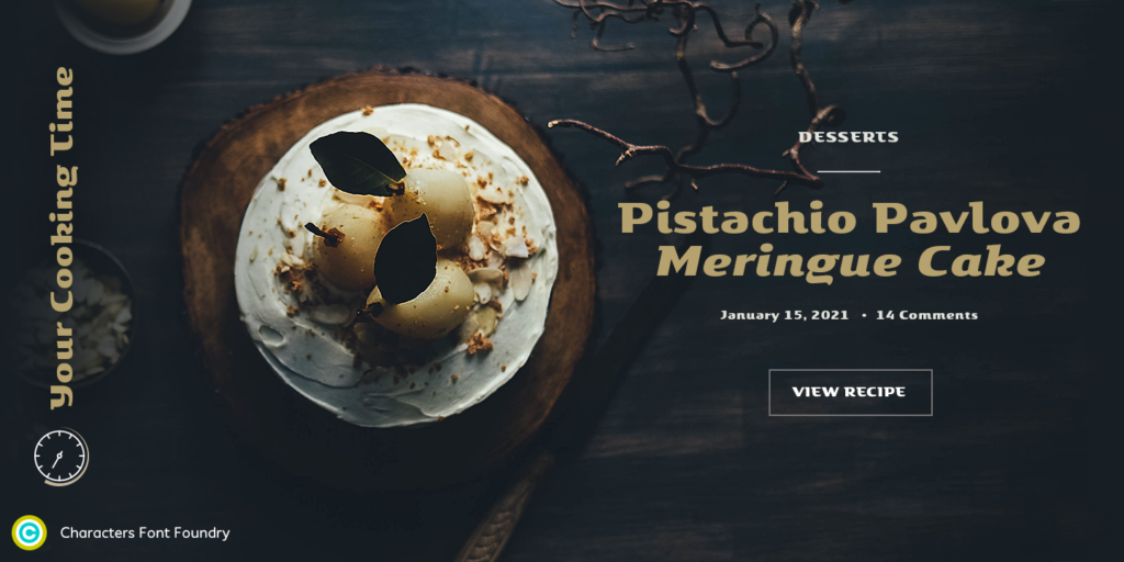 Pistachio Pavlova typografie op donkere achtergrond