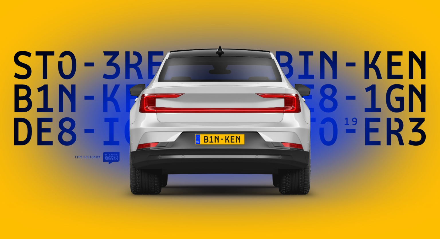 New Dutch license plate with the 2026 typeface on the back of a Polestar 2