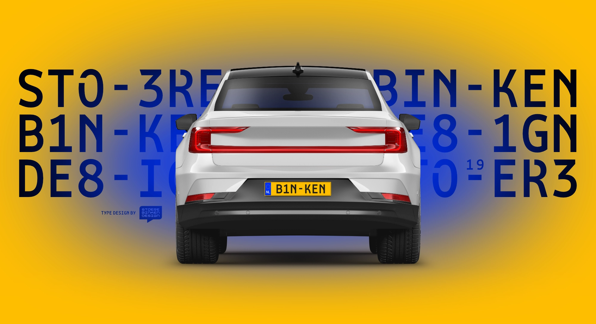 New Dutch license plate with the 2026 typeface on the back of a Polestar 2